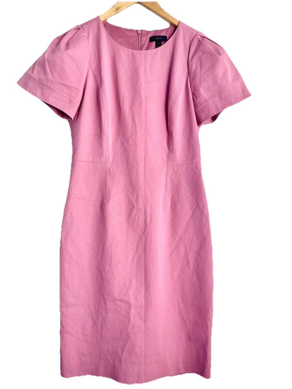 J.Crew gathered-sleeve dress two-way stretch cotton G1180 Pink $185 Sz 4